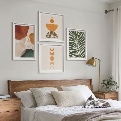 Ensemble de 4 tableaux Formes de feuilles abstraites