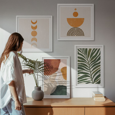 Ensemble de 4 tableaux Formes de feuilles abstraites