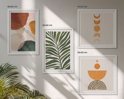Ensemble de 4 tableaux Formes de feuilles abstraites