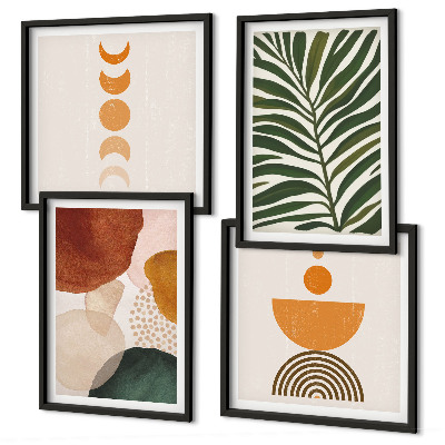 Ensemble de 4 tableaux Formes de feuilles abstraites