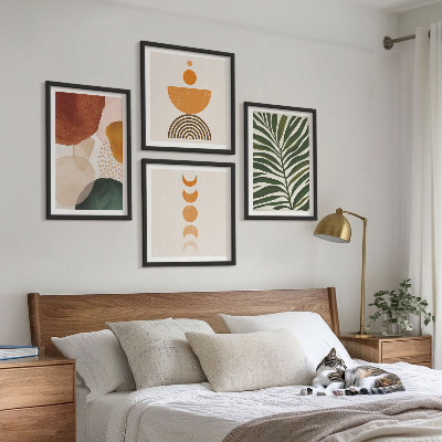 Ensemble de 4 tableaux Formes de feuilles abstraites