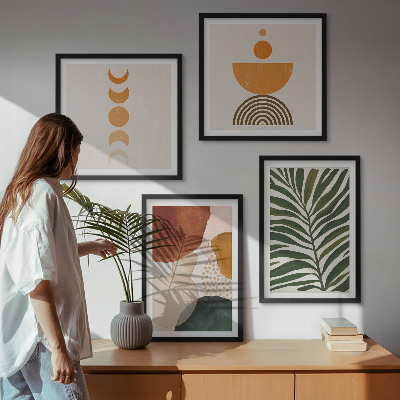 Ensemble de 4 tableaux Formes de feuilles abstraites