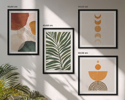 Ensemble de 4 tableaux Formes de feuilles abstraites
