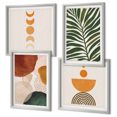 Ensemble de 4 tableaux Formes de feuilles abstraites