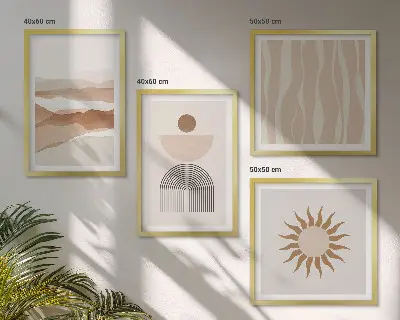 Tableau polyptyque 2 cadres paysage abstrait représentant la nature et la géométrie