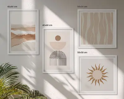 Tableau polyptyque 2 cadres paysage abstrait représentant la nature et la géométrie