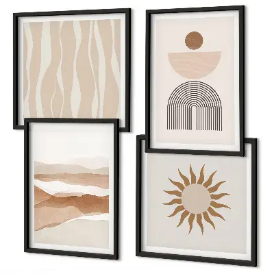 Tableau polyptyque 2 cadres paysage abstrait représentant la nature et la géométrie