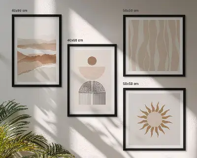Tableau polyptyque 2 cadres paysage abstrait représentant la nature et la géométrie