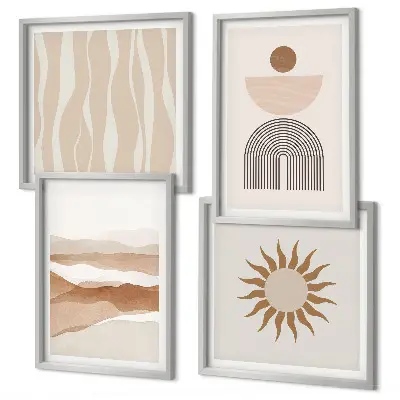 Tableau polyptyque 2 cadres paysage abstrait représentant la nature et la géométrie