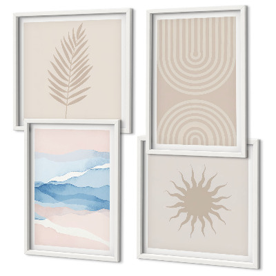 Mur de tableaux Lignes abstraites des vagues du soleil