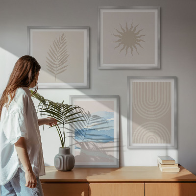 Mur de tableaux Lignes abstraites des vagues du soleil