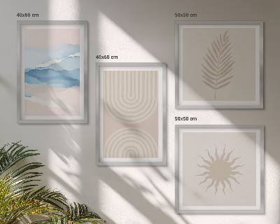 Mur de tableaux Lignes abstraites des vagues du soleil