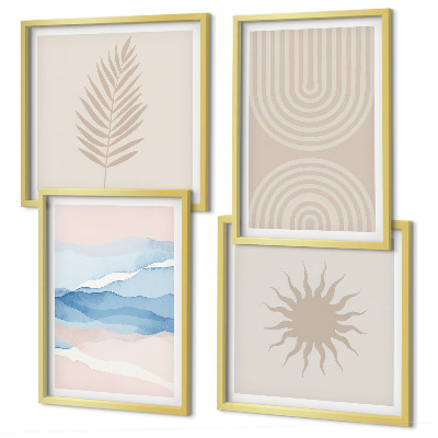 Mur de tableaux Lignes abstraites des vagues du soleil