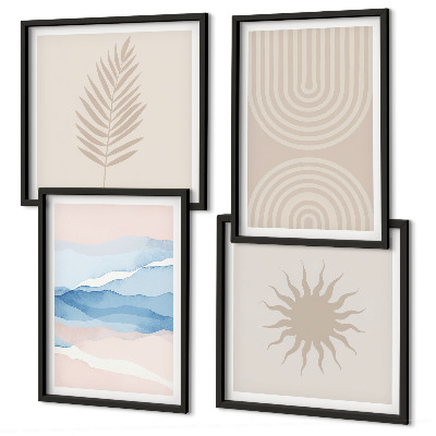 Mur de tableaux Lignes abstraites des vagues du soleil