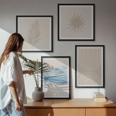 Mur de tableaux Lignes abstraites des vagues du soleil