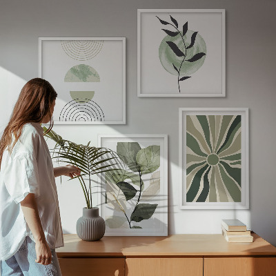 Mur de tableaux Formes géométriques végétales