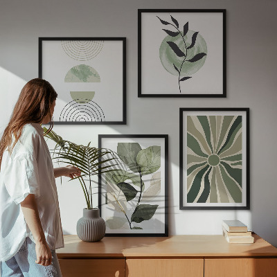 Mur de tableaux Formes géométriques végétales