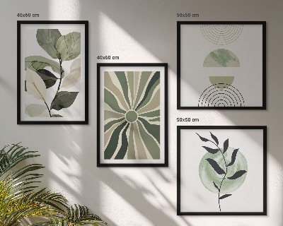 Mur de tableaux Formes géométriques végétales