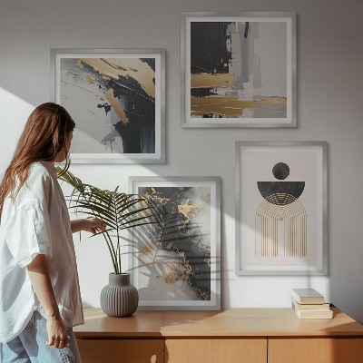 Ensemble de 4 tableaux Composition géométrique abstraite