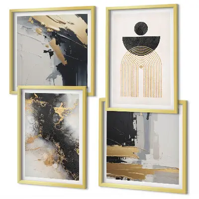 Composition géométrique abstraite ensemble de 4 tableaux