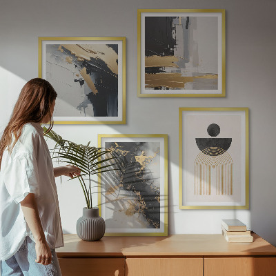 Ensemble de 4 tableaux Composition géométrique abstraite