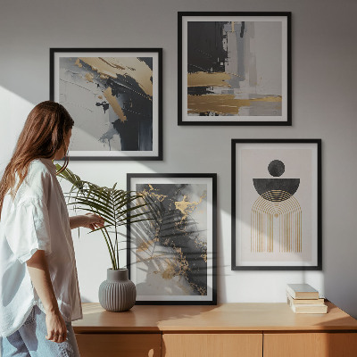 Ensemble de 4 tableaux Composition géométrique abstraite