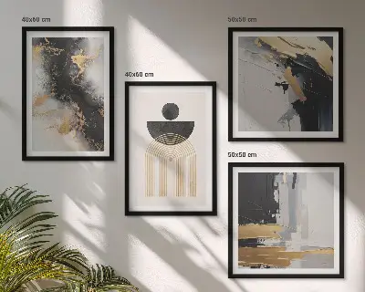 Composition géométrique abstraite ensemble de 4 tableaux