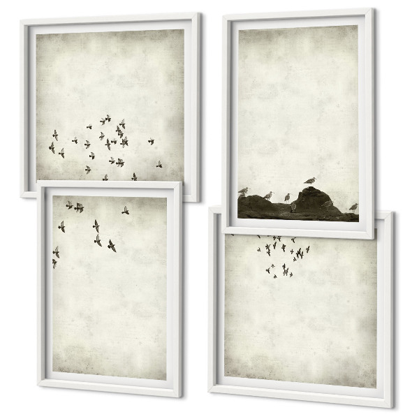 Mur de tableaux Peinture d'oiseau minimaliste