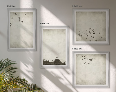 Mur de tableaux Peinture d'oiseau minimaliste