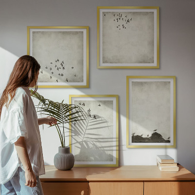 Mur de tableaux Peinture d'oiseau minimaliste