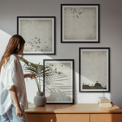Mur de tableaux Peinture d'oiseau minimaliste