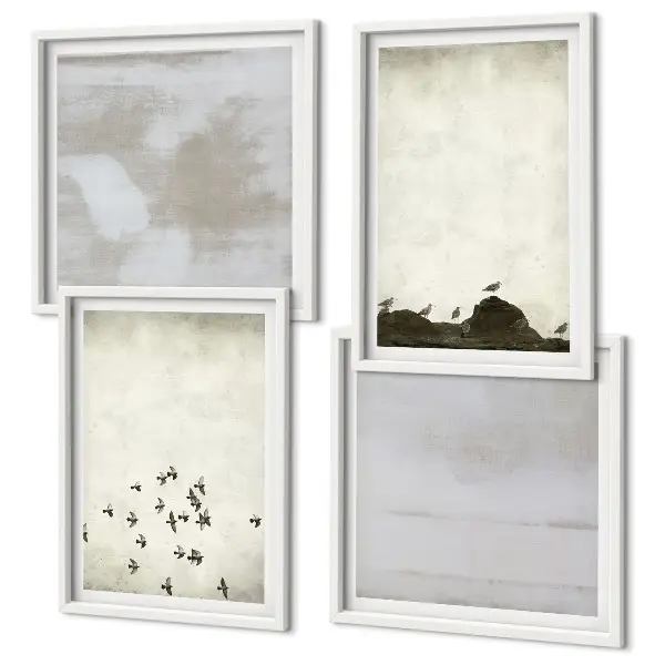 Oiseaux minimalistes en vol ensemble de 4 tableaux