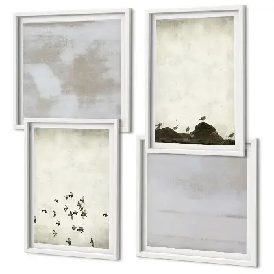 Oiseaux minimalistes en vol ensemble de 4 tableaux