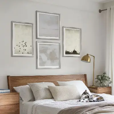 Oiseaux minimalistes en vol ensemble de 4 tableaux