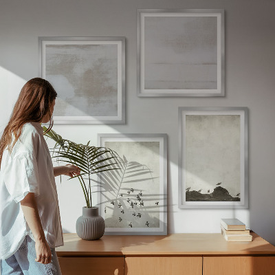 Ensemble de 4 tableaux Oiseaux minimalistes en vol