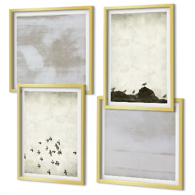 Ensemble de 4 tableaux Oiseaux minimalistes en vol