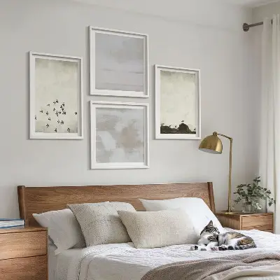 Oiseaux minimalistes en vol ensemble de 4 tableaux