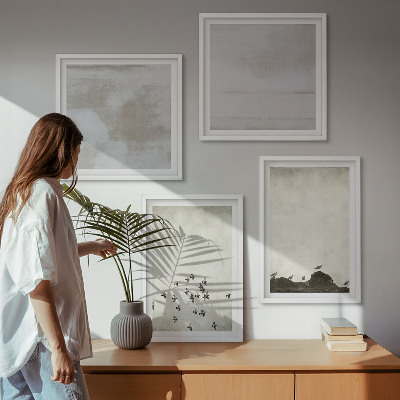 Ensemble de 4 tableaux Oiseaux minimalistes en vol