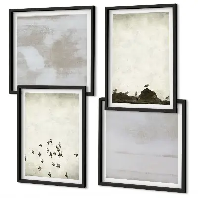 Oiseaux minimalistes en vol ensemble de 4 tableaux
