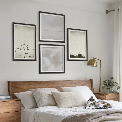 Oiseaux minimalistes en vol ensemble de 4 tableaux