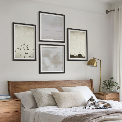 Ensemble de 4 tableaux Oiseaux minimalistes en vol