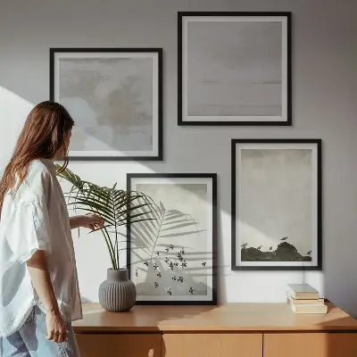 Oiseaux minimalistes en vol ensemble de 4 tableaux
