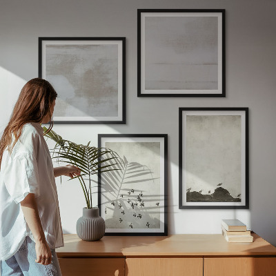 Ensemble de 4 tableaux Oiseaux minimalistes en vol