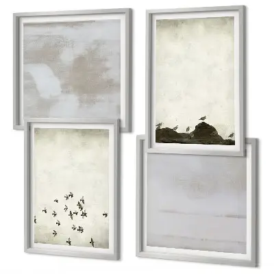 Oiseaux minimalistes en vol ensemble de 4 tableaux