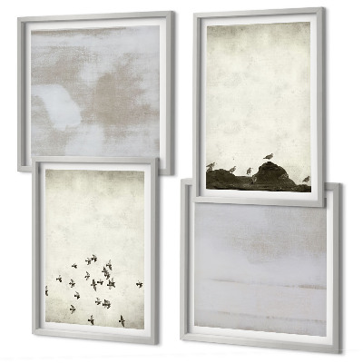 Ensemble de 4 tableaux Oiseaux minimalistes en vol
