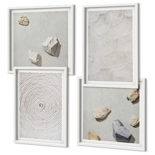 Ensemble de 4 tableaux Pierres géométriques en carton
