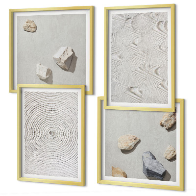Ensemble de 4 tableaux Pierres géométriques en carton