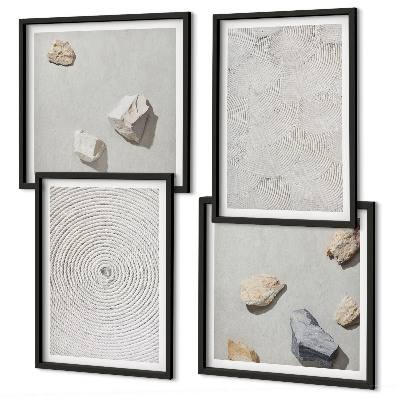 Ensemble de 4 tableaux Pierres géométriques en carton