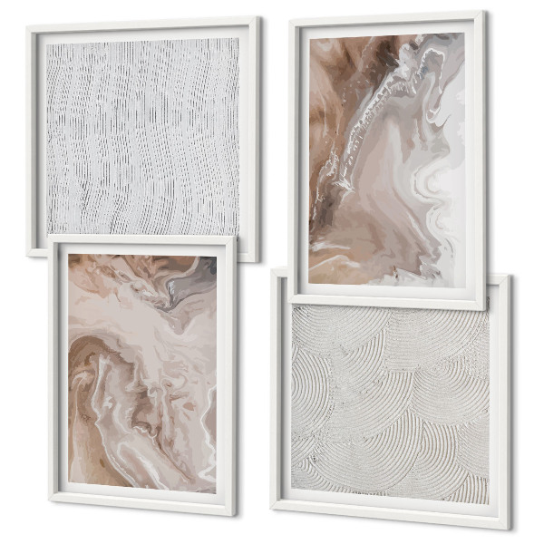 Polyptyque z cadres Motifs abstraits en marbre et pierre