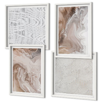 Polyptyque z cadres Motifs abstraits en marbre et pierre